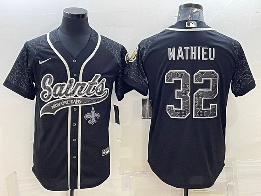 Men's New Orleans Saints Tyrann Mathieu Black RFLCTV Limited Jersey Joint Edition