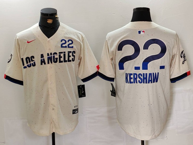 Men's Los Angeles Dodgers Clayton Kershaw Cream 2024 City Connect Replica Player Jersey