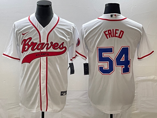 Men's Atlanta Braves Max Fried White Replica Player Jersey Joint Edition