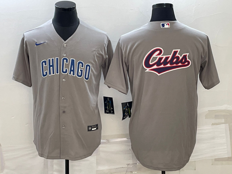 Men's Chicago Cubs1 Gray Road Replica Team Jersey