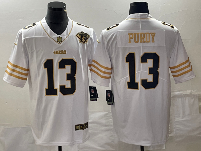 Men's San Francisco 49ers Brock Purdy White 75th Anniversary Game Jersey