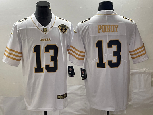 Men's San Francisco 49ers Brock Purdy White 75th Anniversary Game Jersey