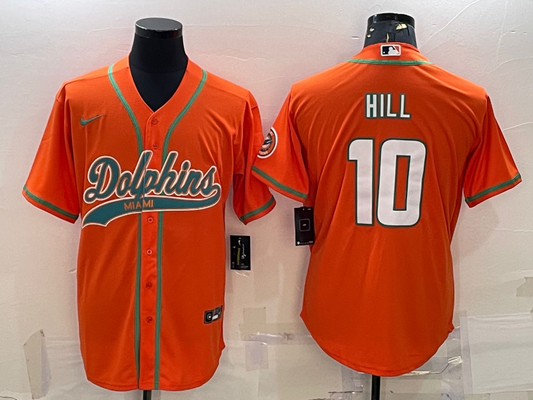 Men's Miami Dolphins Tyreek Hill Orange Game Jersey Joint Edition
