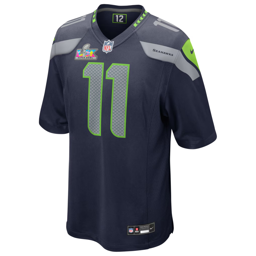 Men's Seattle Seahawks Jaxon Smith-Njigba Nike College Navy Super Bowl LX Patch Game Jersey