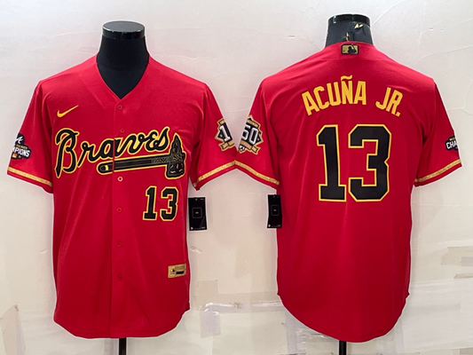 Men's Atlanta Braves Ronald Acuna Jr. Red Replica Game Jersey