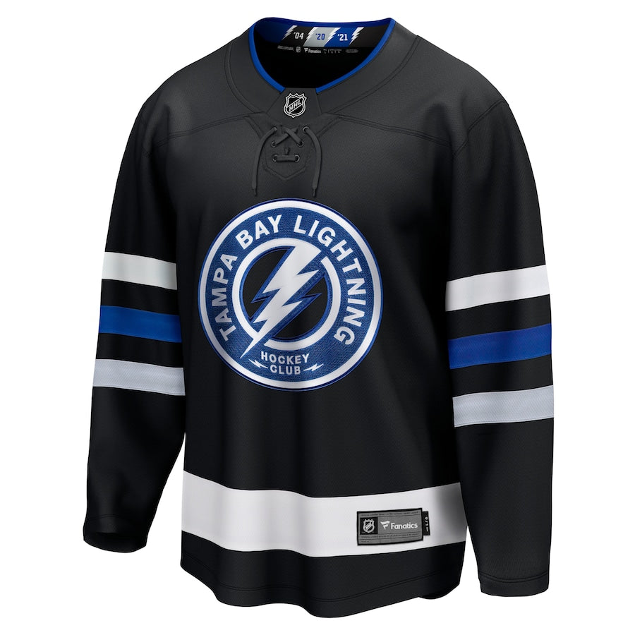 Custom Men's Tampa Bay Lightning Black Alternate Premier Breakaway Jersey