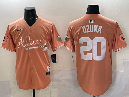 Men's Atlanta Braves Marcell Ozuna Pink Alternate Player Jersey