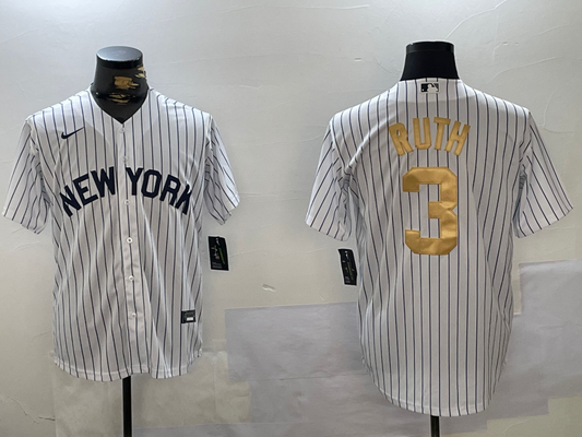Men's New York Yankees Babe Ruth White Player Game Jersey