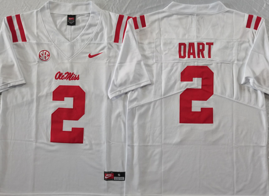 Men's Ole Miss Rebels Jaxson Dart White Game Jersey