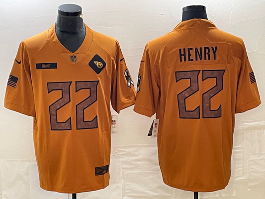 Men's Tennessee Titans Derrick Henry Brown 2023 Salute To Service Limited Jersey
