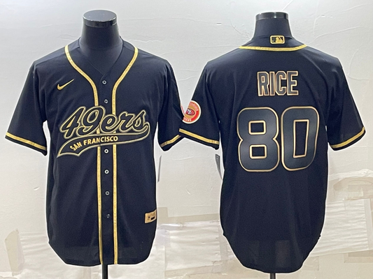 Men's San Francisco 49ers Jerry Rice Black Player Jersey Joint Edition