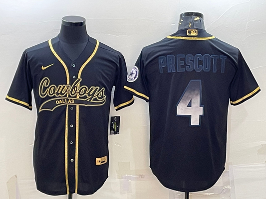 Men's Dallas Cowboys Dak Prescott Black Game Jersey Joint Edition