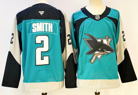 Men's San Jose Sharks Will Smith #2 Fanatics Teal Premium Player Jersey