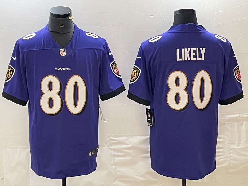Men's Baltimore Ravens Isaiah Likely Purple Player Game Jersey