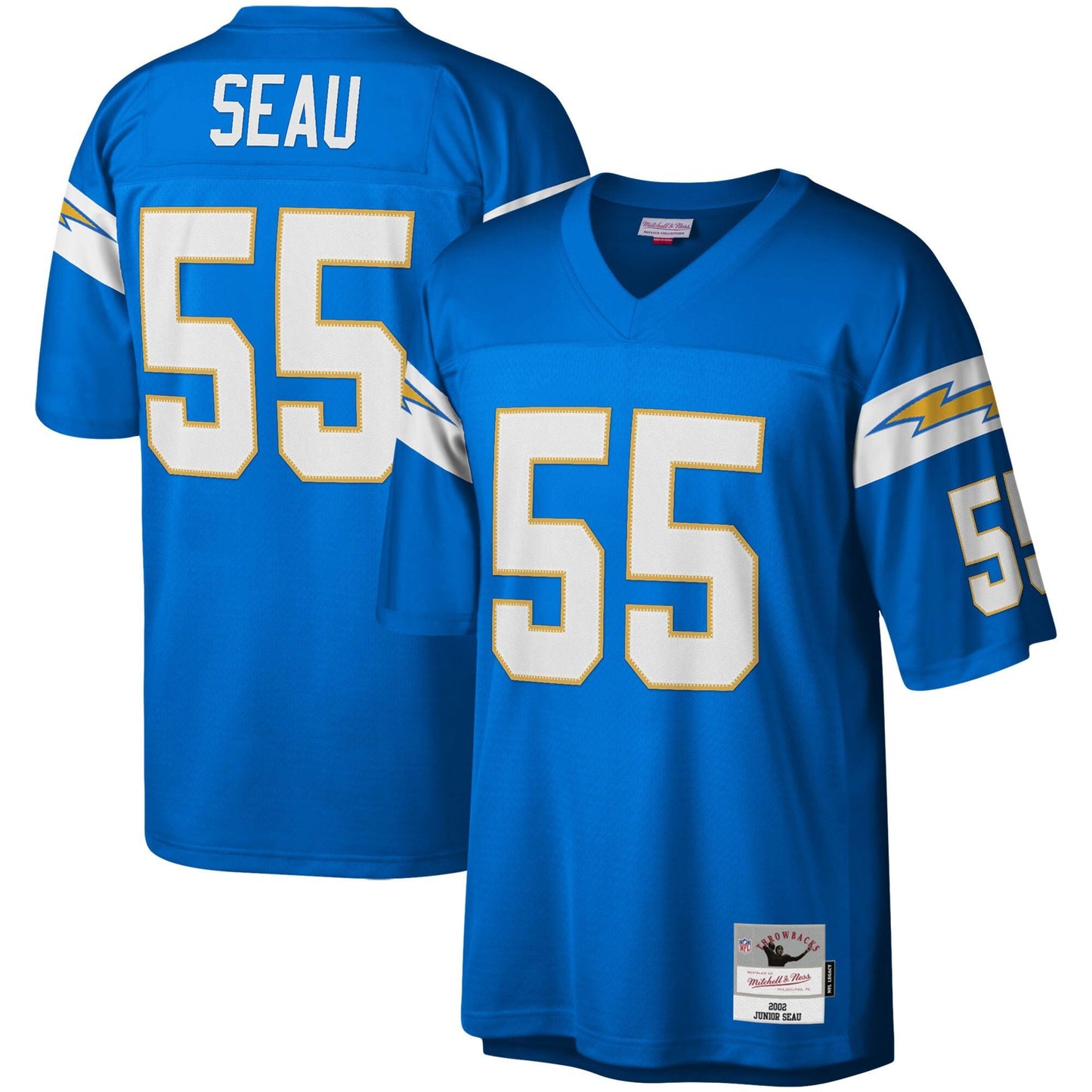Los Angeles Chargers Junior Seau Mitchell & Ness Powder Blue Big & Tall 2002 Retired Player Replica Jersey