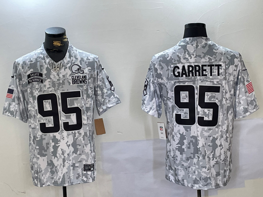 Men's Cleveland Browns Myles Garrett Arctic Camo 2024 Salute to Service Limited Jersey