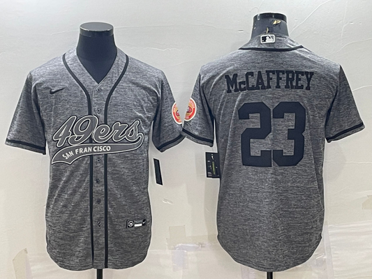 Men's San Francisco 49ers Christian McCaffrey Grey Game Jersey Joint Edition