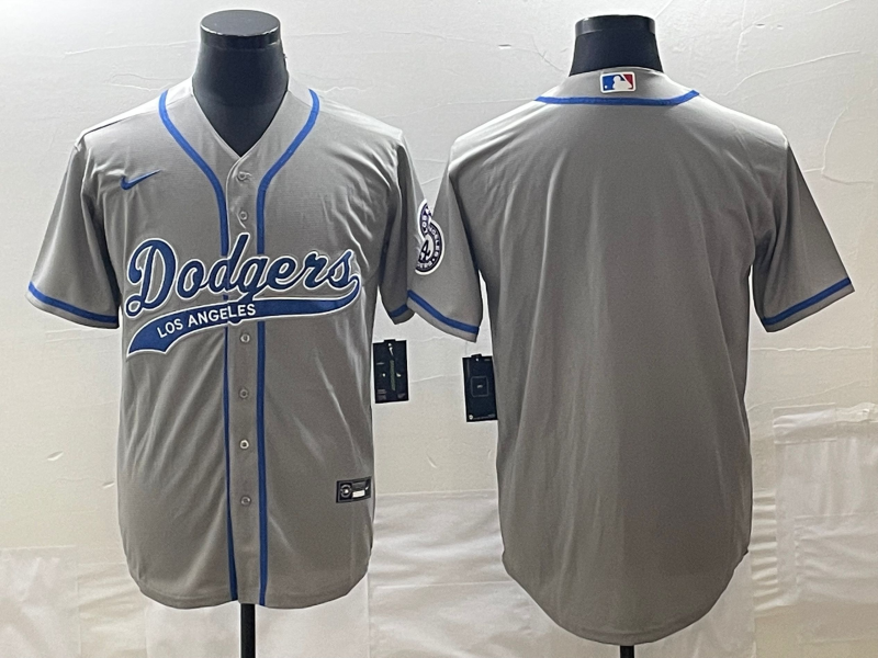 Men's Los Angeles Dodgers1 Gray Blank Jersey Joint Edition