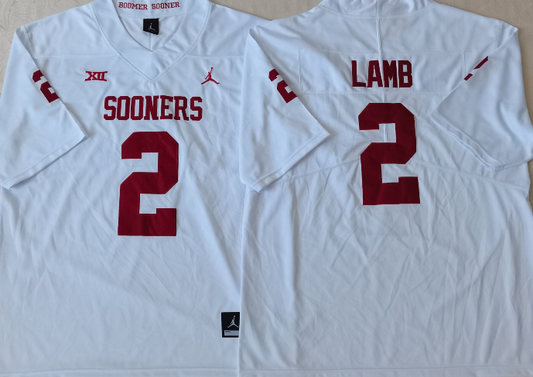 Men's Oklahoma Sooners Ceedee Lamb White Player Game Jersey
