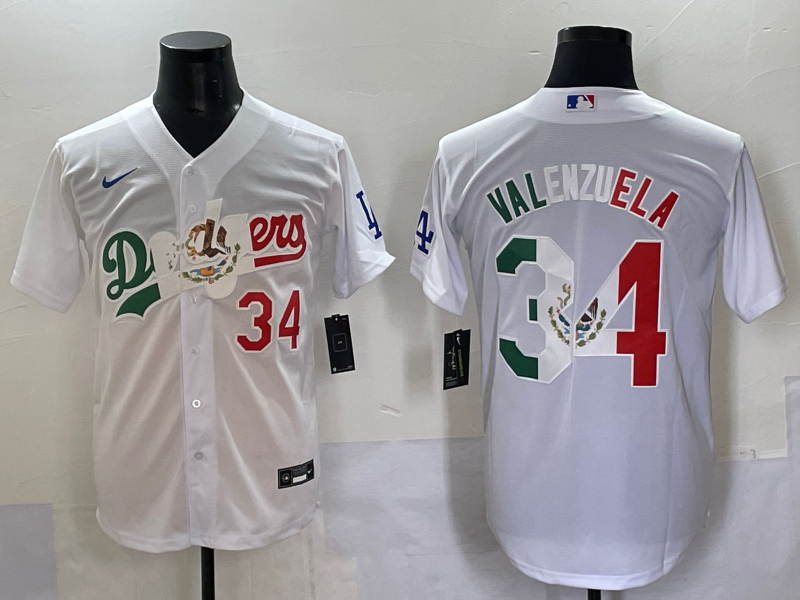 Men's Los Angeles Dodgers Fernando Valenzuela White Team Player Game Jersey