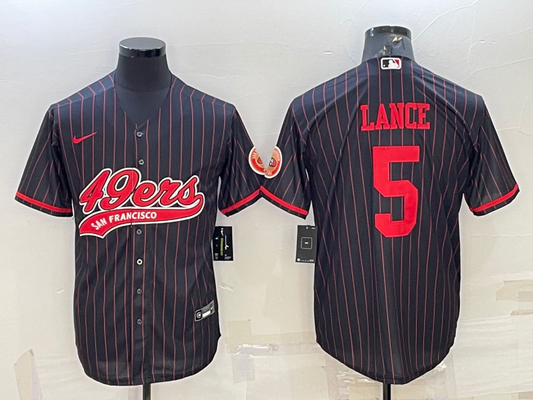 Men's San Francisco 49ers Trey Lance Black Player Jersey Joint Edition