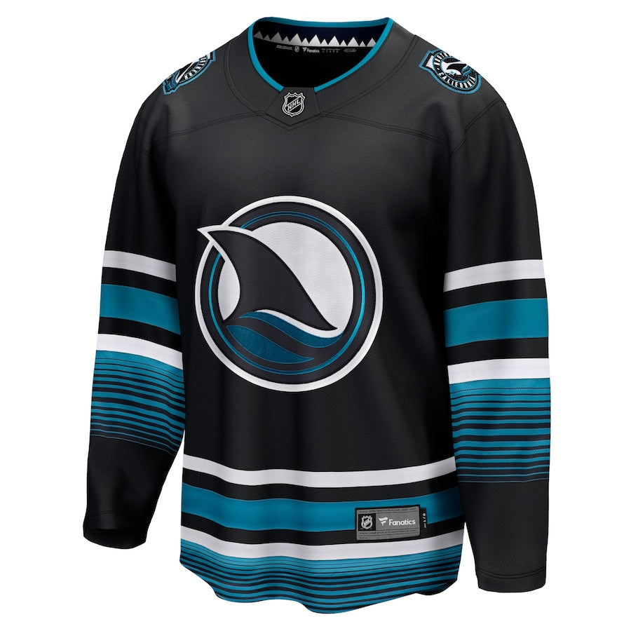 Custom Men's San Jose Sharks Fanatics Black Alternate Premier Breakaway Jersey