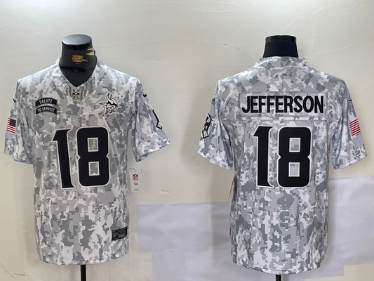 Men's Minnesota Vikings Justin Jefferson Arctic Camo 2024 Salute to Service Limited Jersey