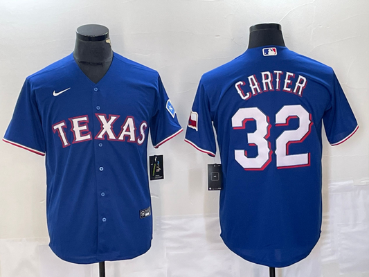 Men's Texas Rangers Evan Carter Blue Replica Player Jersey