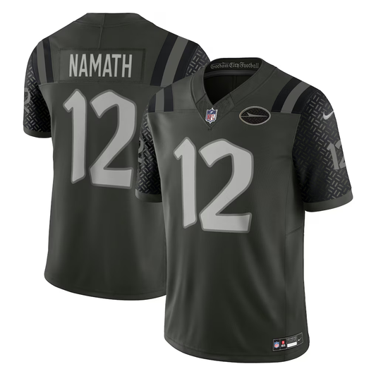 Men's New York Jets Joe Namath Gotham Green 2025 Rivalries Collection Game Jersey