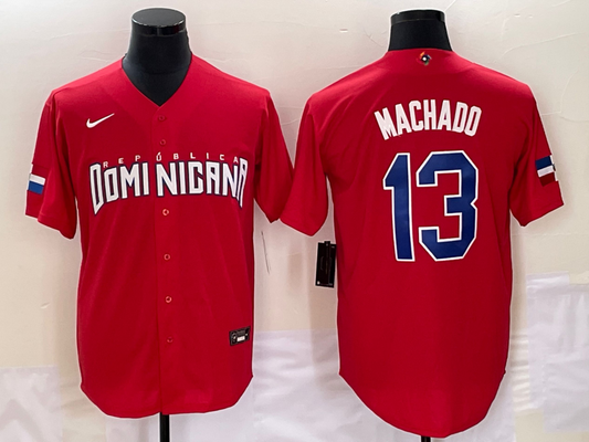 Men's 2023 World Baseball Classic Manny Machado Dominican Republic Red Jersey