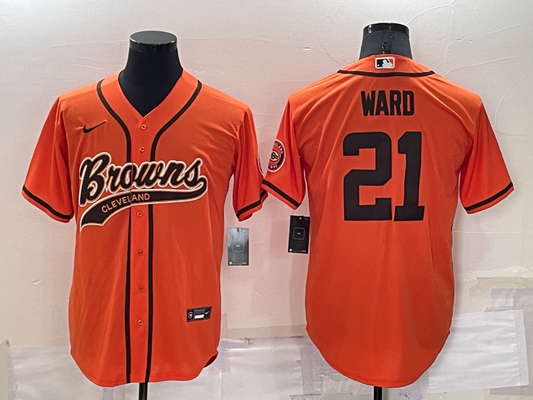 Men's Cleveland Browns Denzel Ward Orange Game Jersey Joint Edition