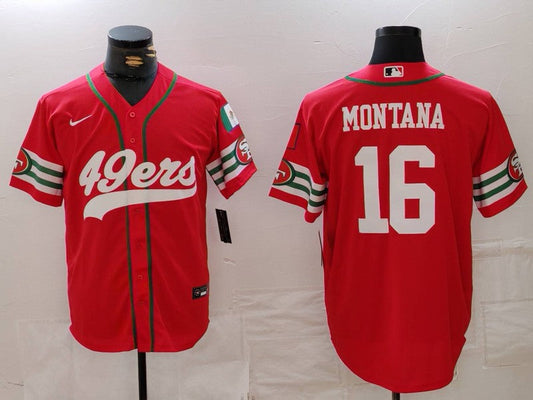 Men's San Francisco 49ers Joe Montana Scarlet Game Player Jersey