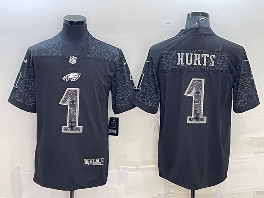 Men's Philadelphia Eagles Jalen Hurts Black RFLCTV Limited Jersey