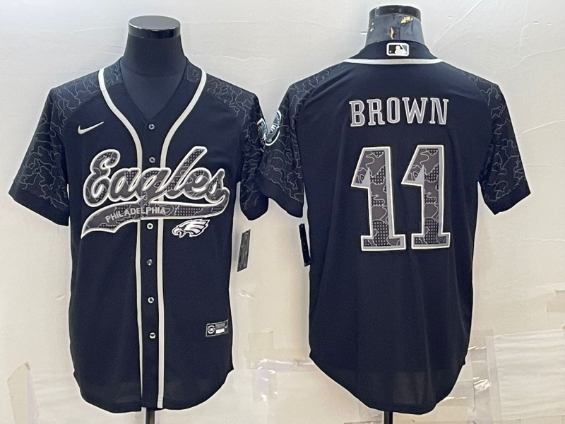 Men's Philadelphia Eagles A.J. Brown Black RFLCTV Limited Jersey Joint Edition