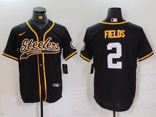 Men's Pittsburgh Steelers Justin Fields Black Player Game Jersey