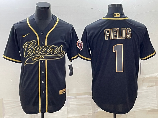 Men's Chicago Bears Justin Fields Black Game Jersey Joint Edition