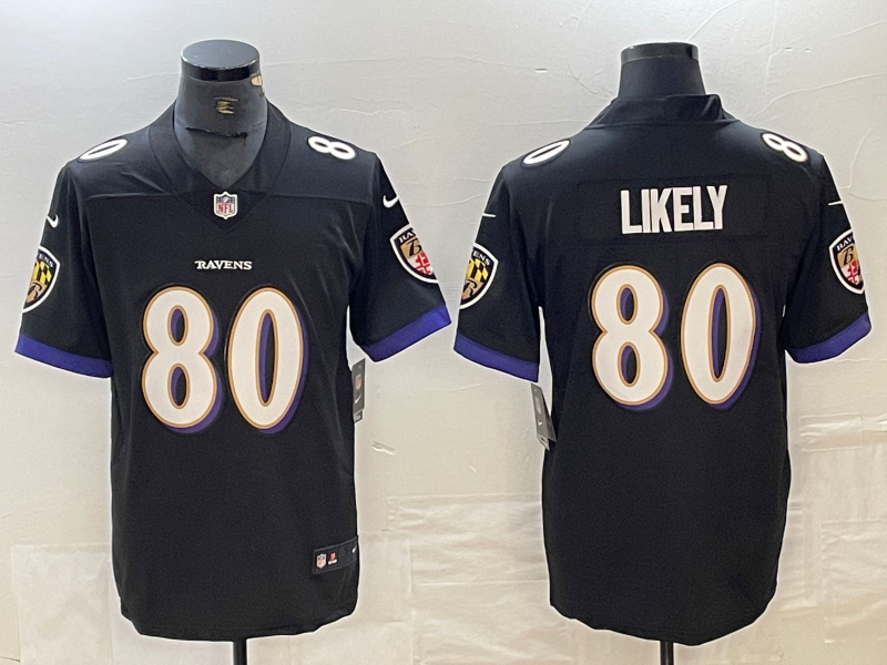 Men's Baltimore Ravens Isaiah Likely Black Player Game Jersey