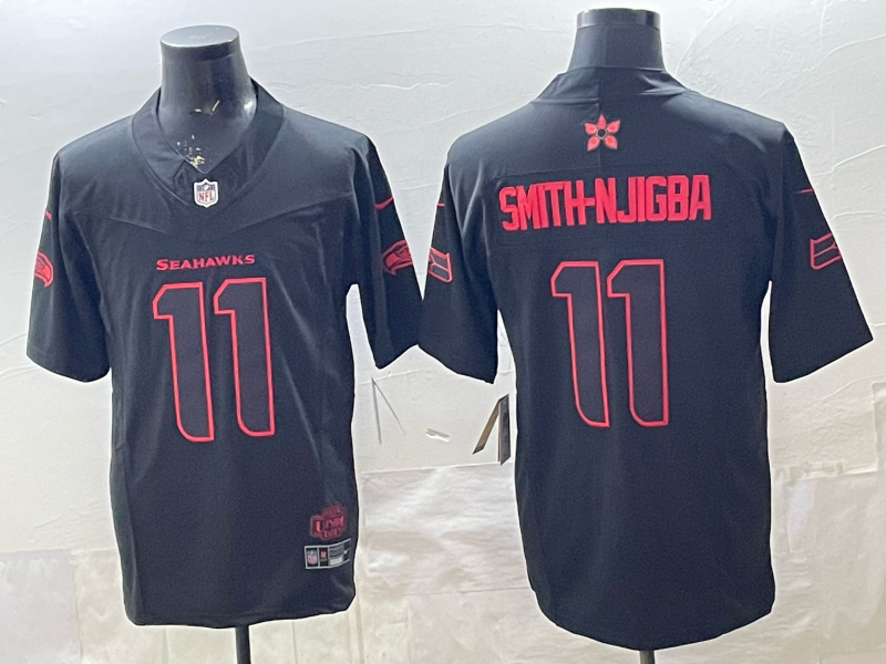 Men's Seattle Seahawks Jaxon Smith-Njigba #11 Black Player Game Jersey