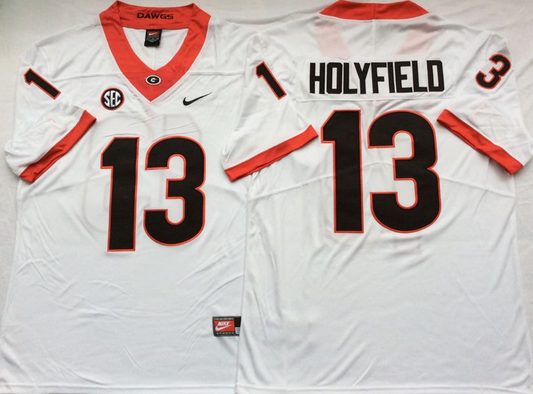 Men's Georgia Bulldogs Elijah Holyfield White Player Game Jersey