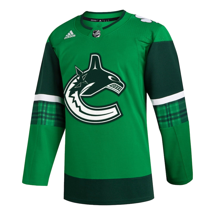 Custom Men's Vancouver Canucks adidas Kelly Green 2023 St. Patrick's Day Primegreen Authentic Jersey
