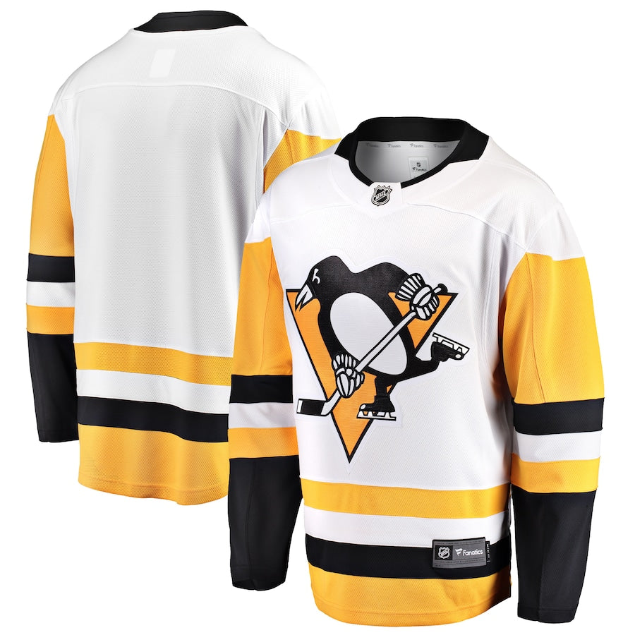 Custom Men's Pittsburgh Penguins Fanatics White Breakaway Away Jersey