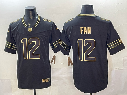 Men's Seattle Seahawks 12s Black Game Player Jersey