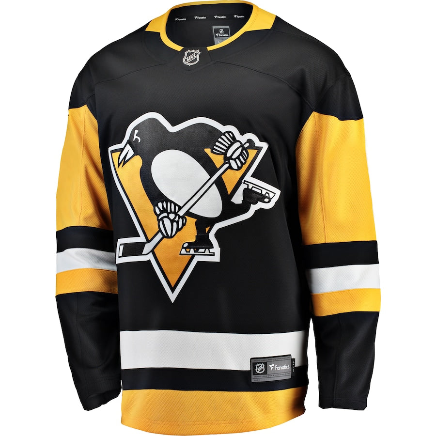 Custom Men's Pittsburgh Penguins Fanatics Black Breakaway Home Jersey