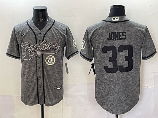 Men's Green Bay Packers Aaron Jones Grey Game Jersey
