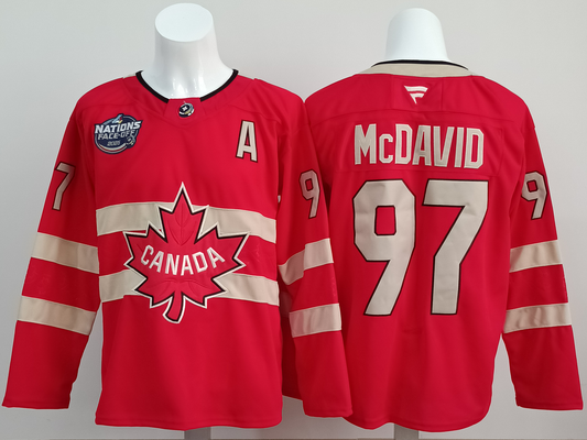 Men's Canada 2025 4 Nations Face-Off Connor McDavid #97 Fanatics Red Player Jersey