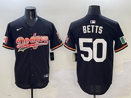 Men's Los Angeles Dodgers Mookie Betts Black Team Game Jersey