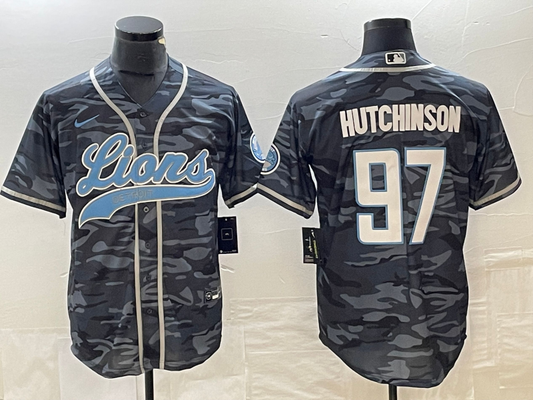 Men's Detroit Lions Aidan Hutchinson Grey Camouflage Game Jersey Joint Edition