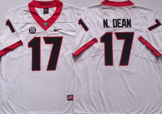 Men's Georgia Bulldogs Nakobe Dean White Player Game Jersey