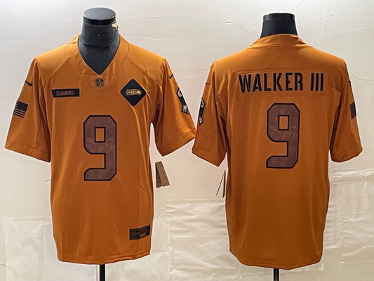 Men's Seattle Seahawks Kenneth Walker III Brown 2023 Salute To Service Limited Jersey
