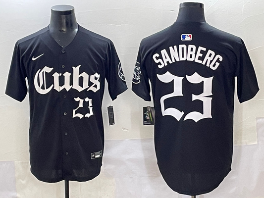 Men's Chicago Cubs Ryne Sandberg Black Replica Player Jersey